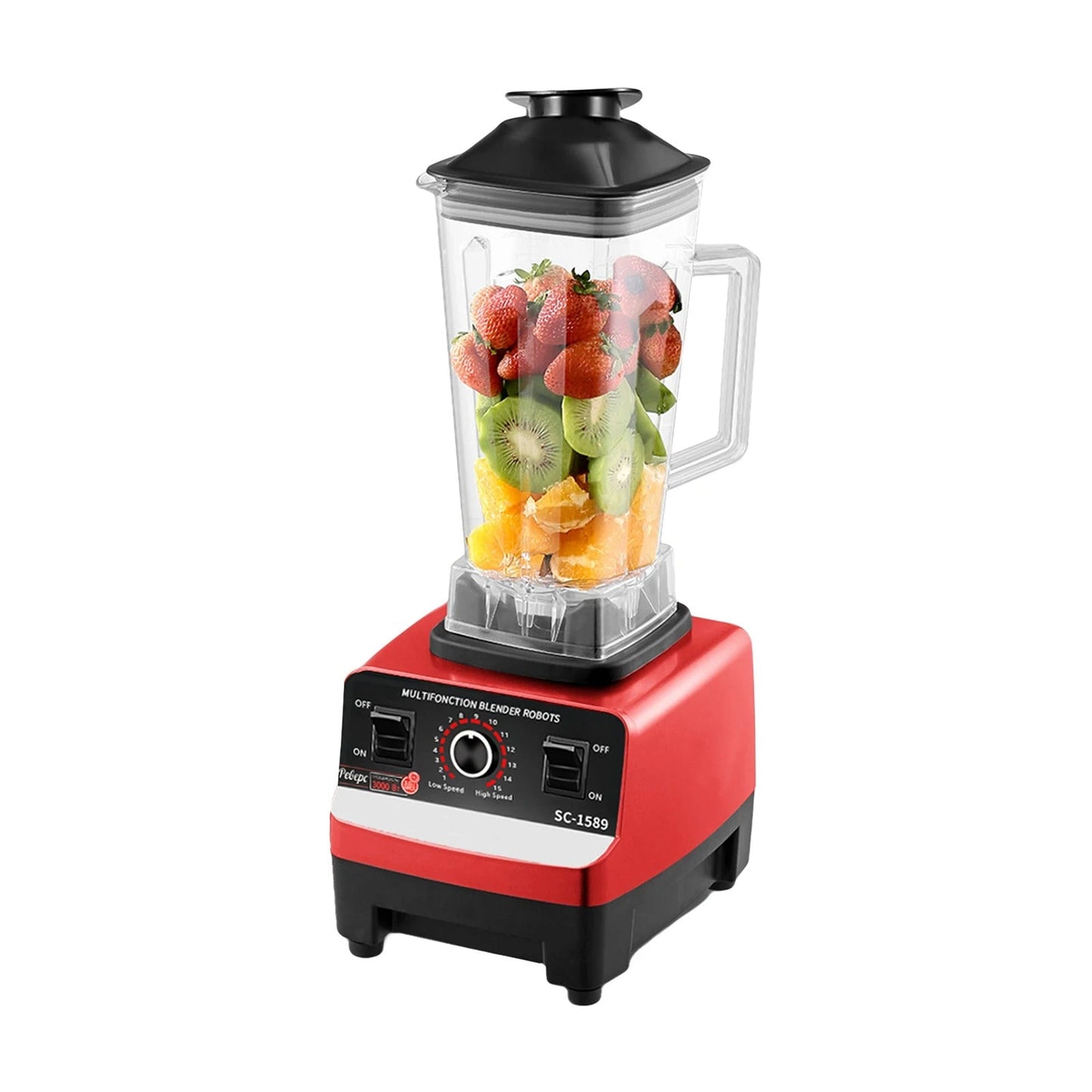 Multifunction Fully Automatic Blender, Ice Crusher, Kitchen Cooking Machine, Juicer, 2L, SK-444, Red
